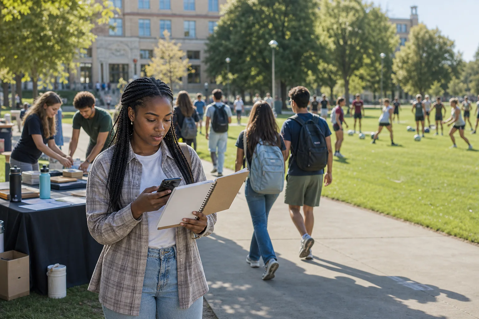 Student organizer reviewing an early-semester campus plan