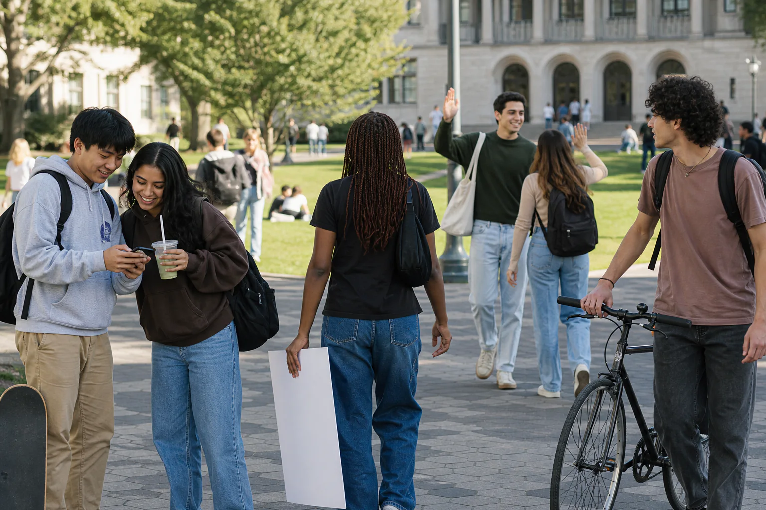 College students connecting across the daily rhythms of campus life